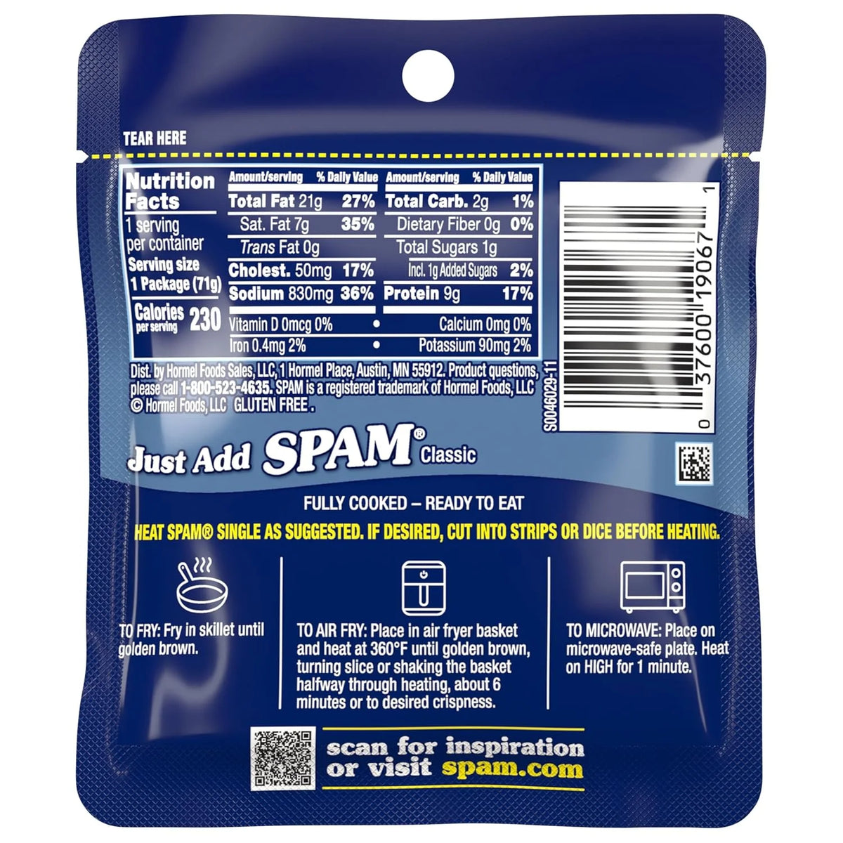Spam Single Classic, 2.5 Ounce Pouch (Pack of 24)