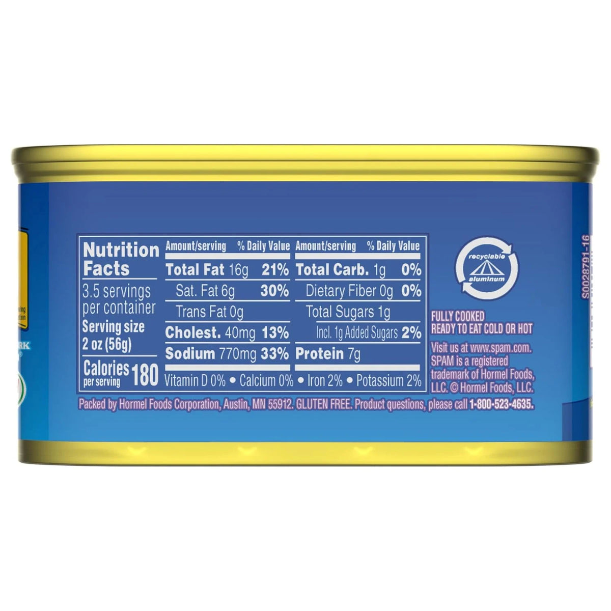 SPAM Classic Canned Meat, Protein Food, Shelf Stable Food, 7oz x12