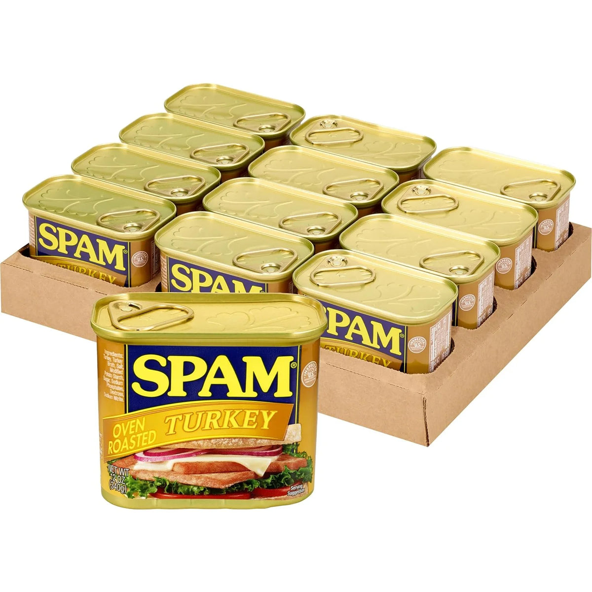 SPAM Oven Roasted Turkey Canned Meat, Protein, Shelf Stable Food, 12oz x12
