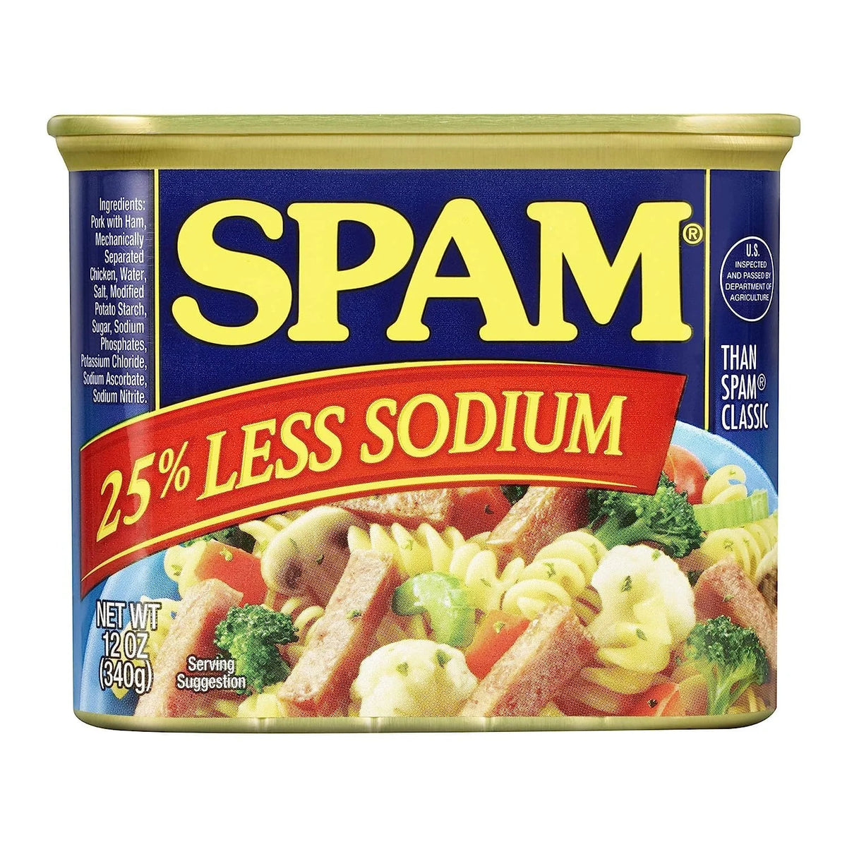 SPAM Low Sodium Canned Meat, Protein Food, Shelf Stable Food, 12oz x1