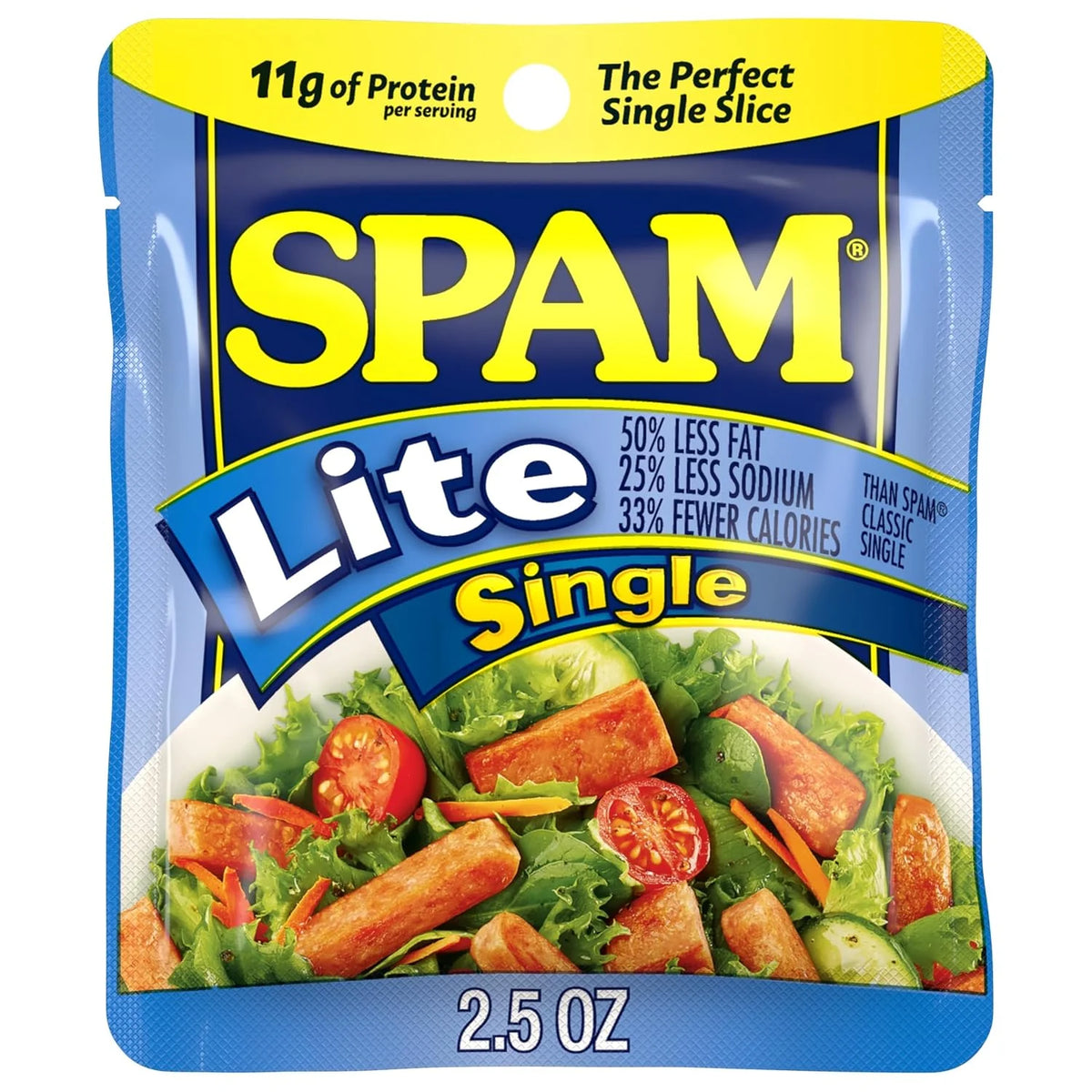 SPAM Lite Singles, Protein, Shelf Stable Food, 2.5oz Pouch x12