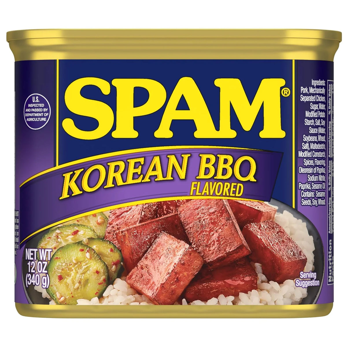 SPAM Korean BBQ Canned Meat, Protein Food, Shelf Stable Food, 12oz x1