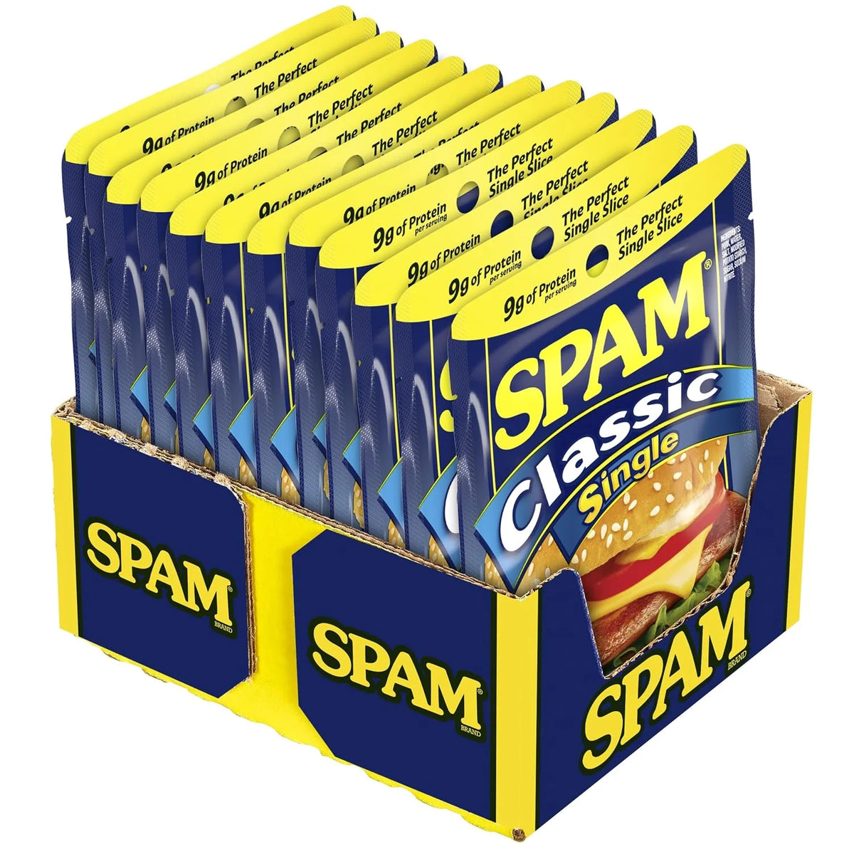 SPAM Classic Singles, Protein Food, Shelf Stable Food, 2.5oz Pouch x12 (Pack of 3)